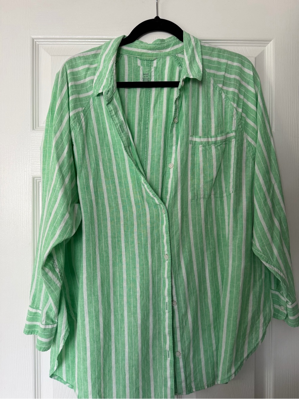 aerie Mint and White Striped Button-Down Shirt